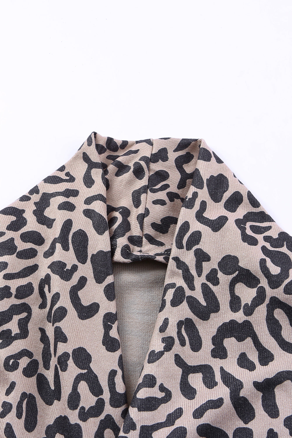 Cheetah Print Cowl Neck Open Front Long Cardigan