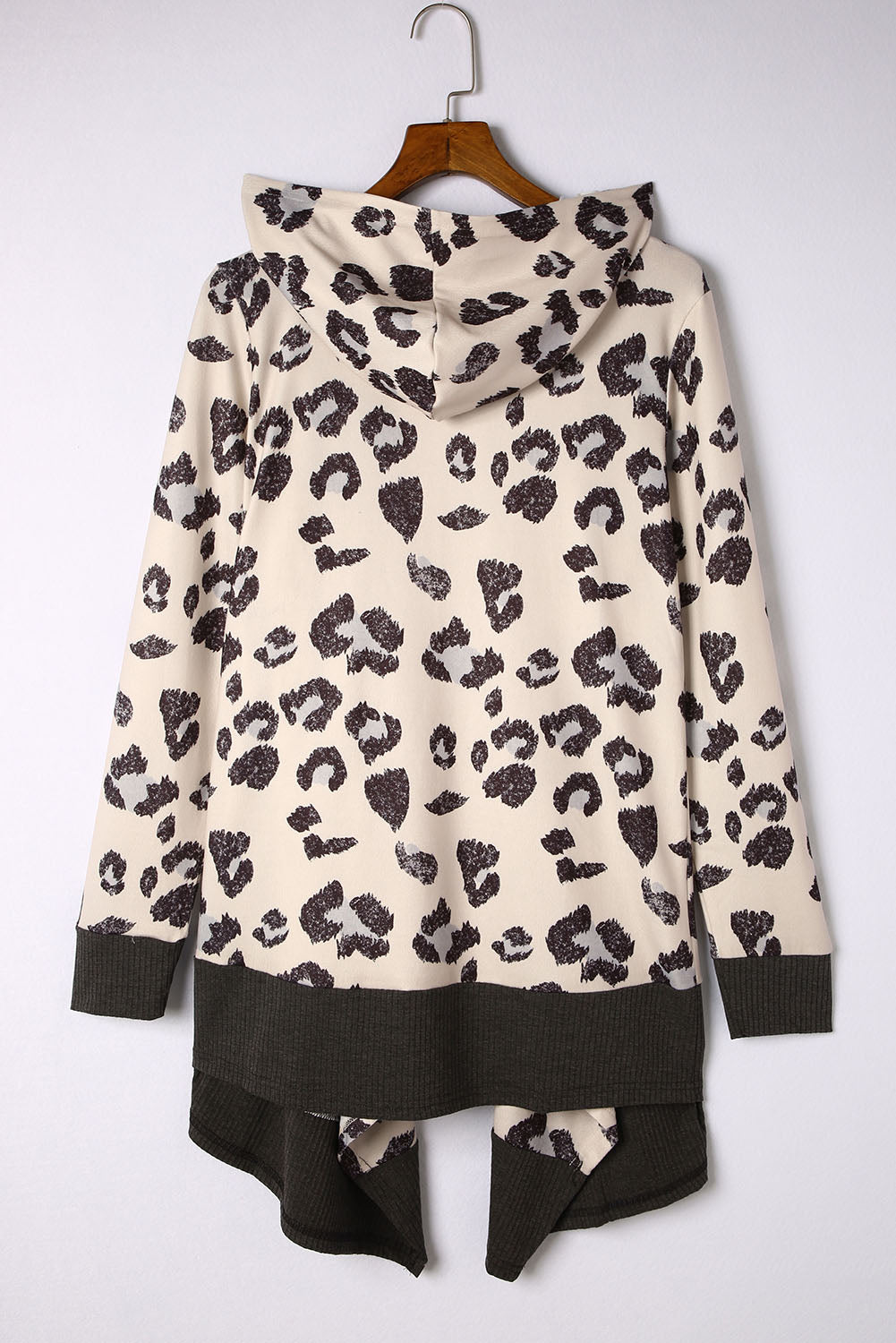 Cheetah Print Casual Hooded Open Front Cardigan