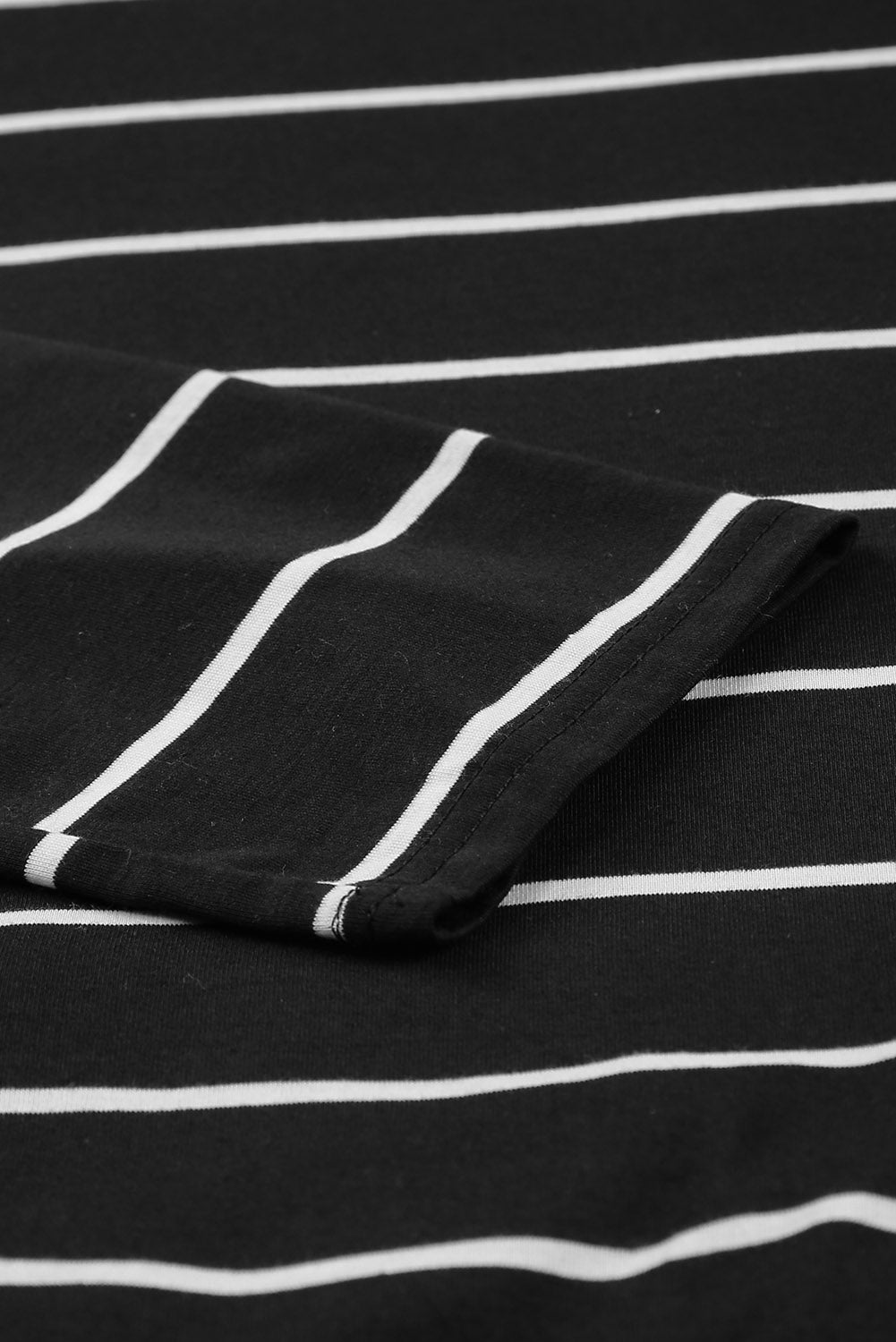 Black Striped Casual Slit High Waist Midi Dress