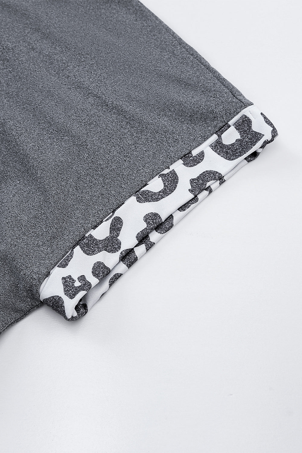 Grey Leopard Print Short Sleeve Side Slits Pocket Dress