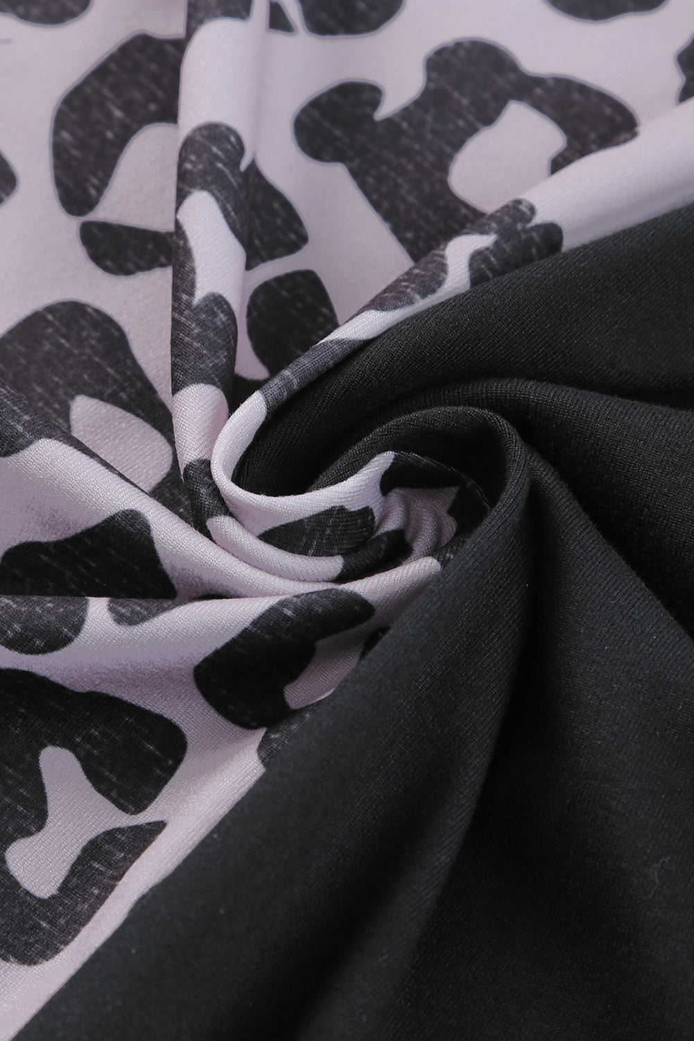 Grey Leopard Print Short Sleeve Side Slits Pocket Dress