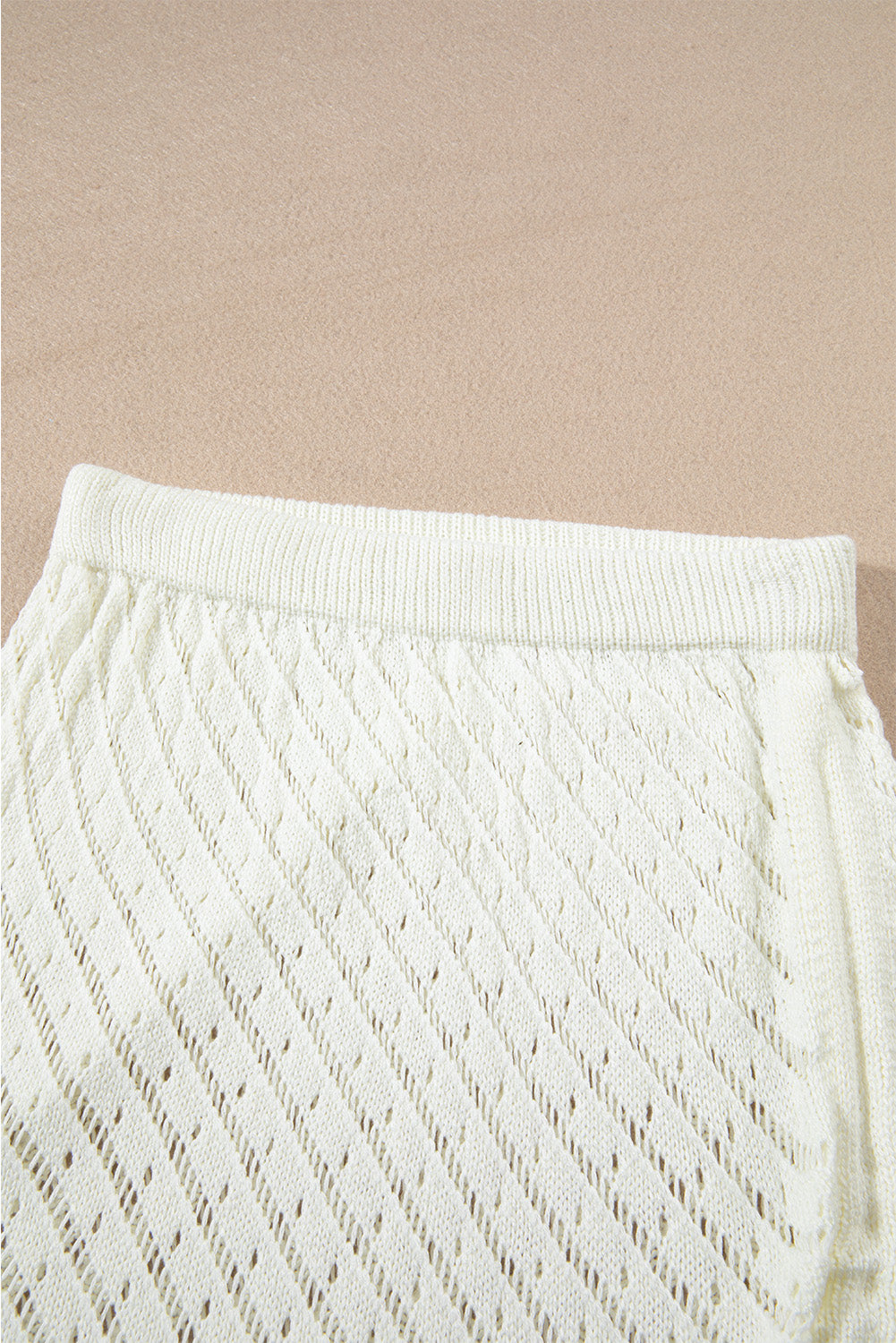 White Hollowed Crochet Cropped Two Piece Beach Cover Up