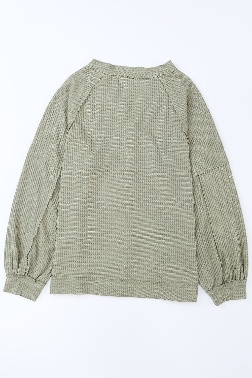 Green Exposed Seam Button Front Waffle Knit Cardigan