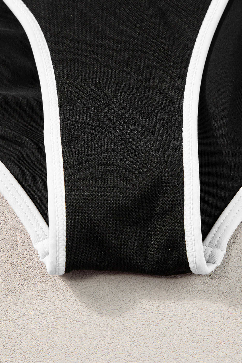 Black Contrast Trim Crisscross Back High Waist Bikini Set